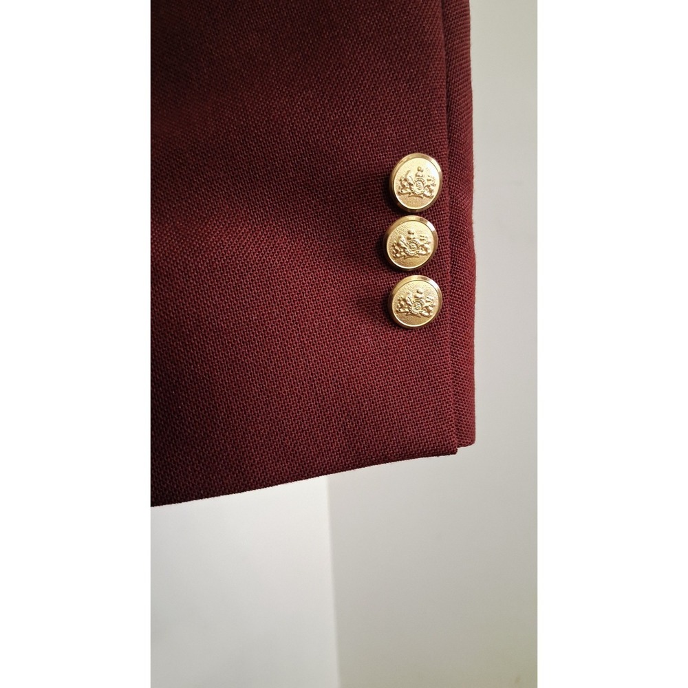 Stafford Blazer 42R Burgundy Wine Gold Buttons Hopsack Suit Jacket Sport Coat - Picture 3 of 11